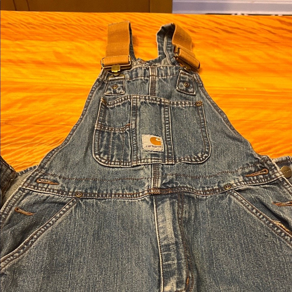Carhartt Kids Denim Overalls with Tan Straps
